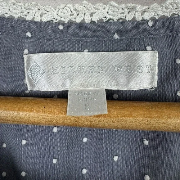 Eileen West Gown Nightgown Womens Sz S Gray Long Swiss Dot Lace Cottagecore Midi - Picture 3 of 6